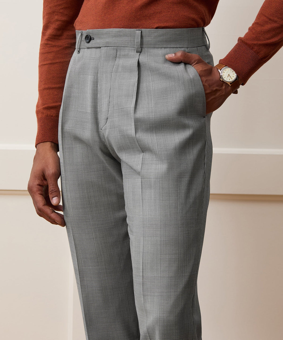 Todd Snyder Italian Wool Glen Plaid Madison Trouser - Cream