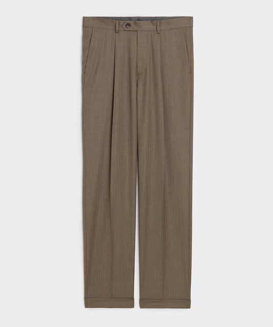 Todd Snyder Italian Wool Herringbone Madison Trouser - Light Brown