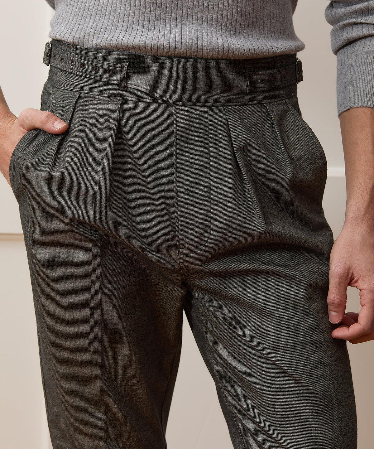 Todd Snyder Italian Heathered Cotton Gurkha Trouser - Charcoal
