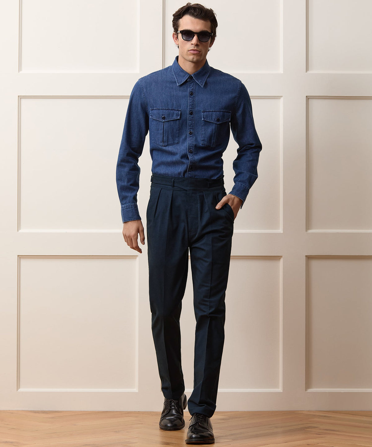 Todd Snyder Italian Heathered Cotton Gurkha Trouser - Navy