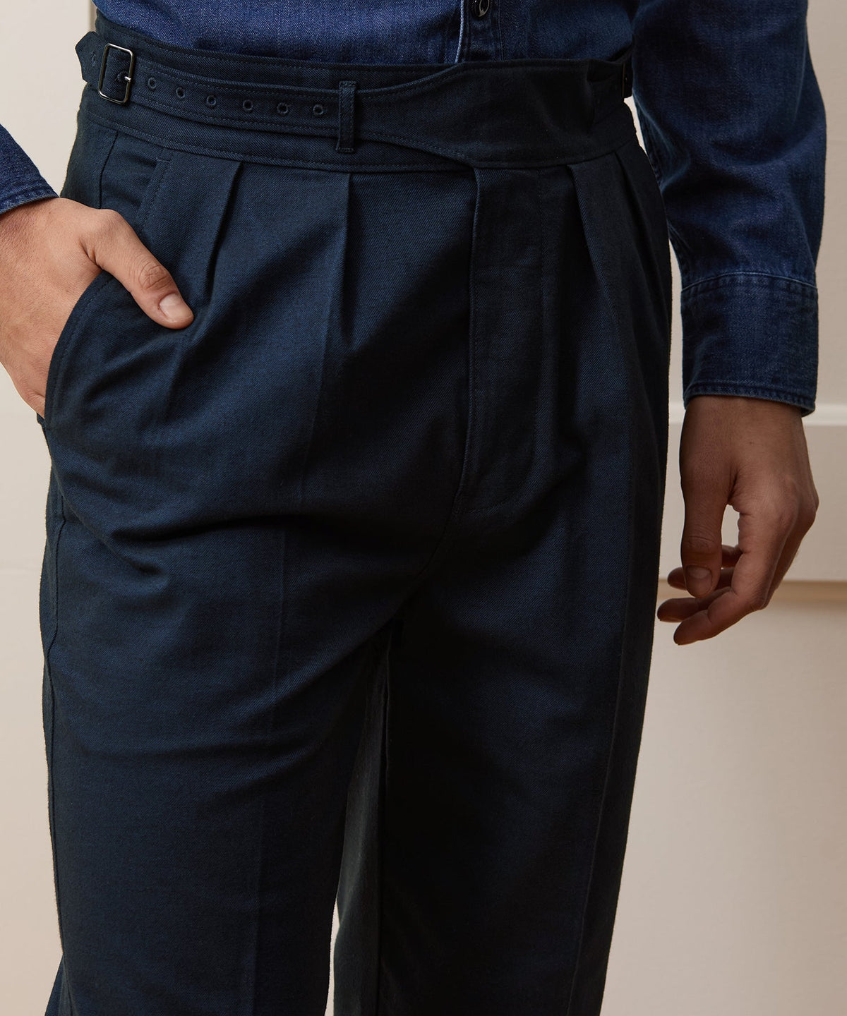 Todd Snyder Italian Heathered Cotton Gurkha Trouser - Navy
