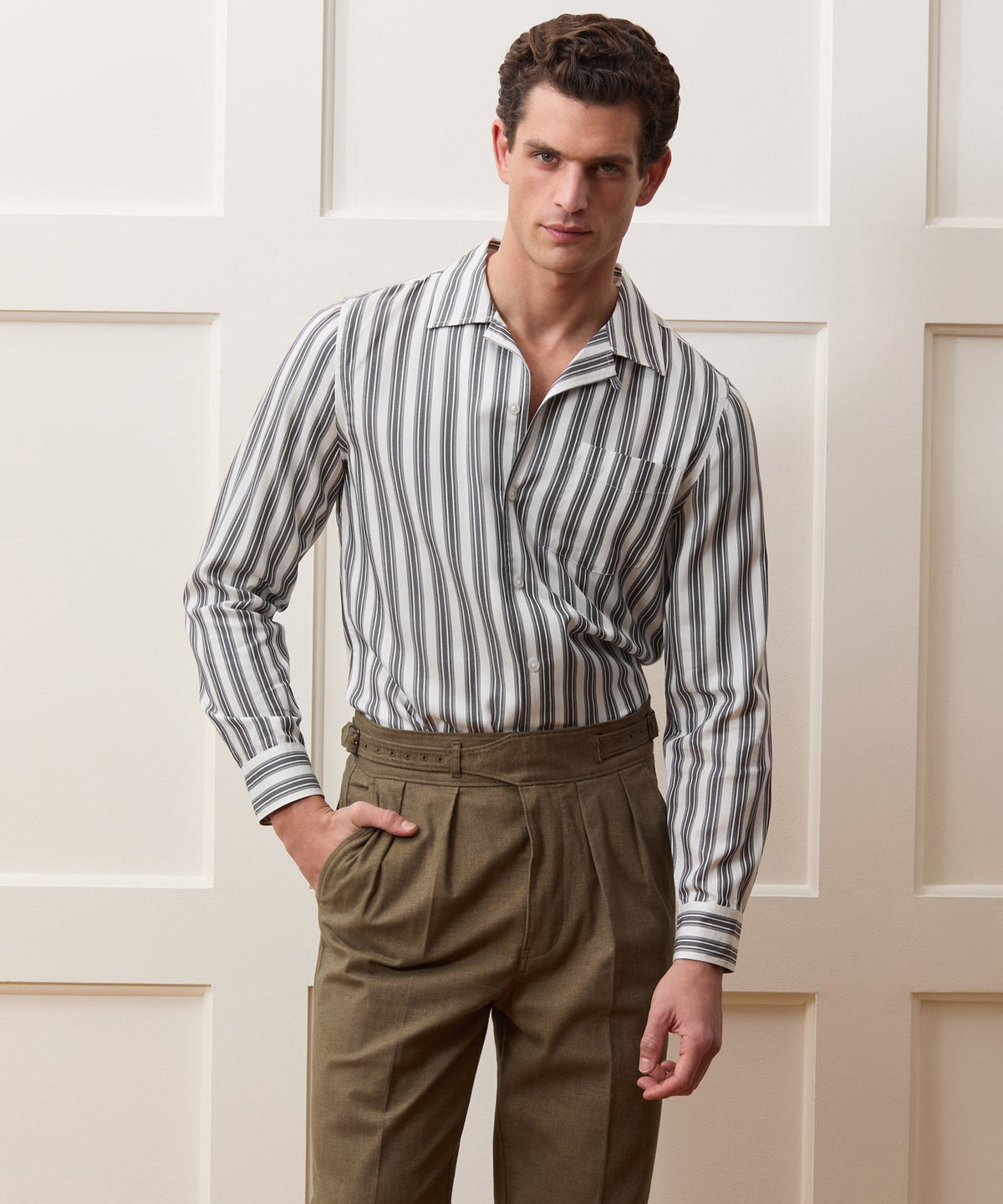 Todd Snyder Striped Hollywood Shirt - Charcoal
