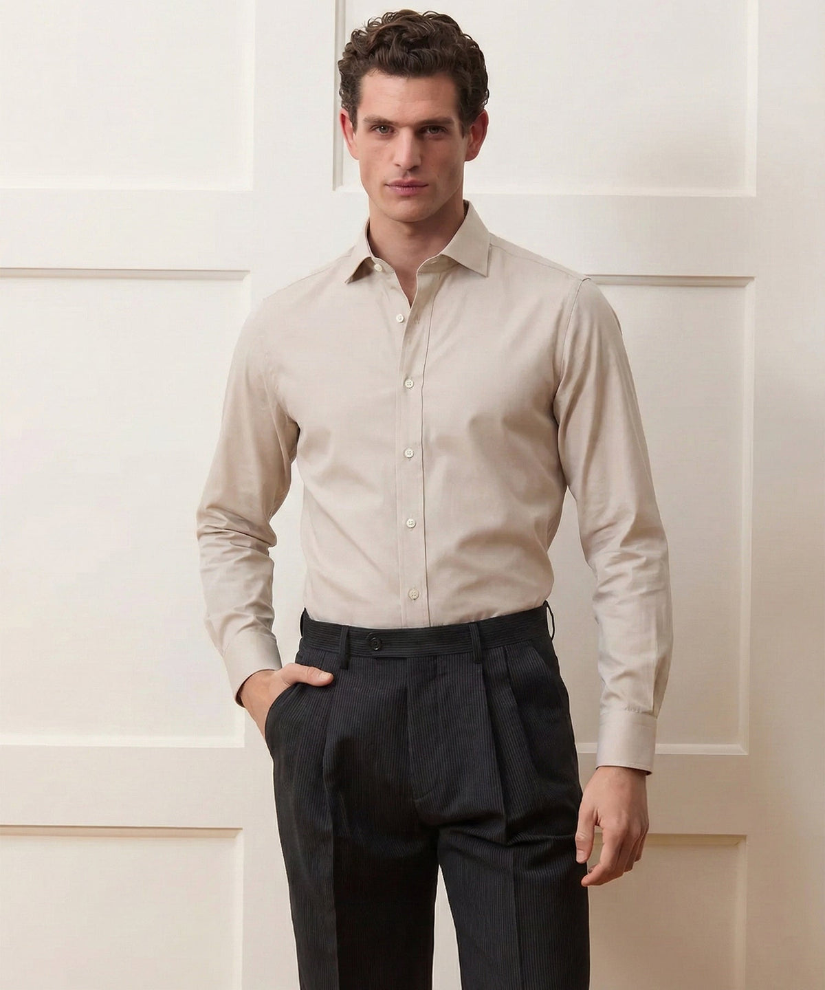 Todd Snyder End-On-End Poplin Dress Shirt - Khaki