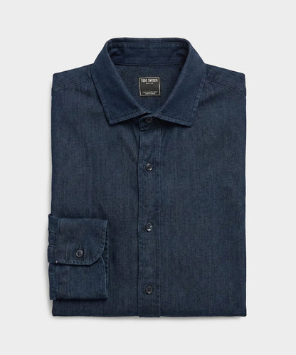 Todd Snyder Chambray Spread Collar Dress Shirt - Dark Indigo