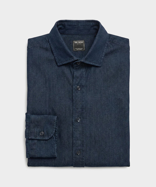 Todd Snyder Chambray Spread Collar Dress Shirt - Dark Indigo