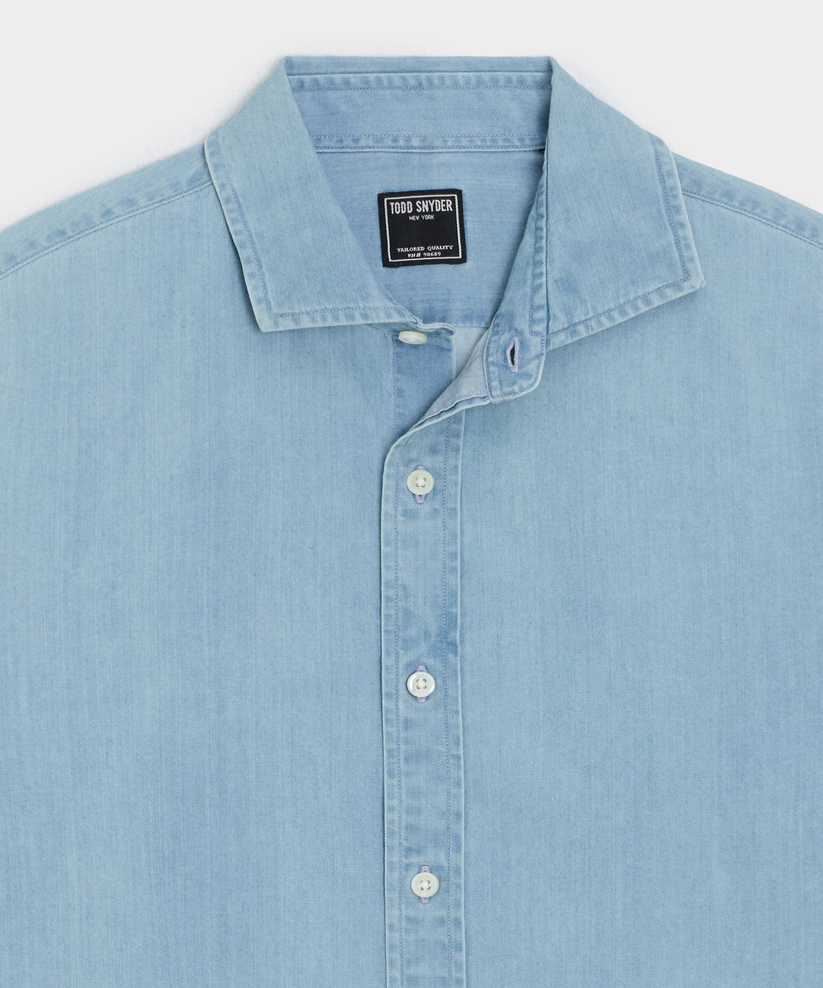 Todd Snyder Chambray Spread Collar Dress Shirt - Light Indigo