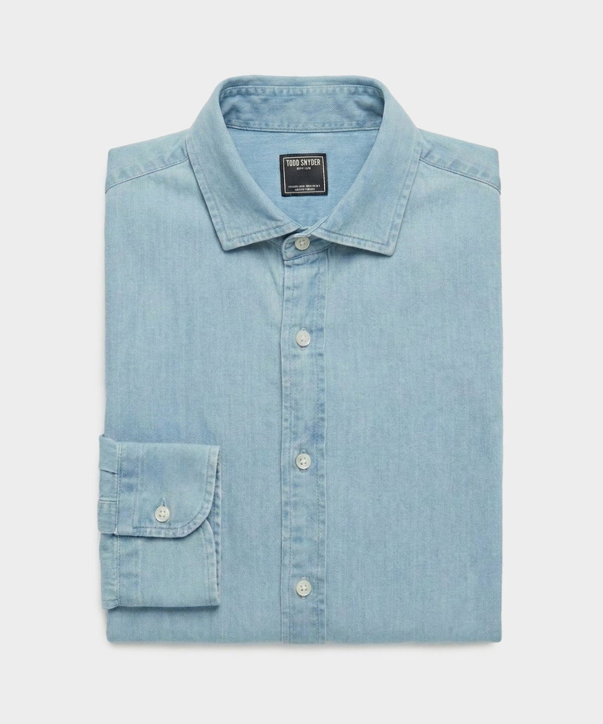 Todd Snyder Chambray Spread Collar Dress Shirt - Light Indigo