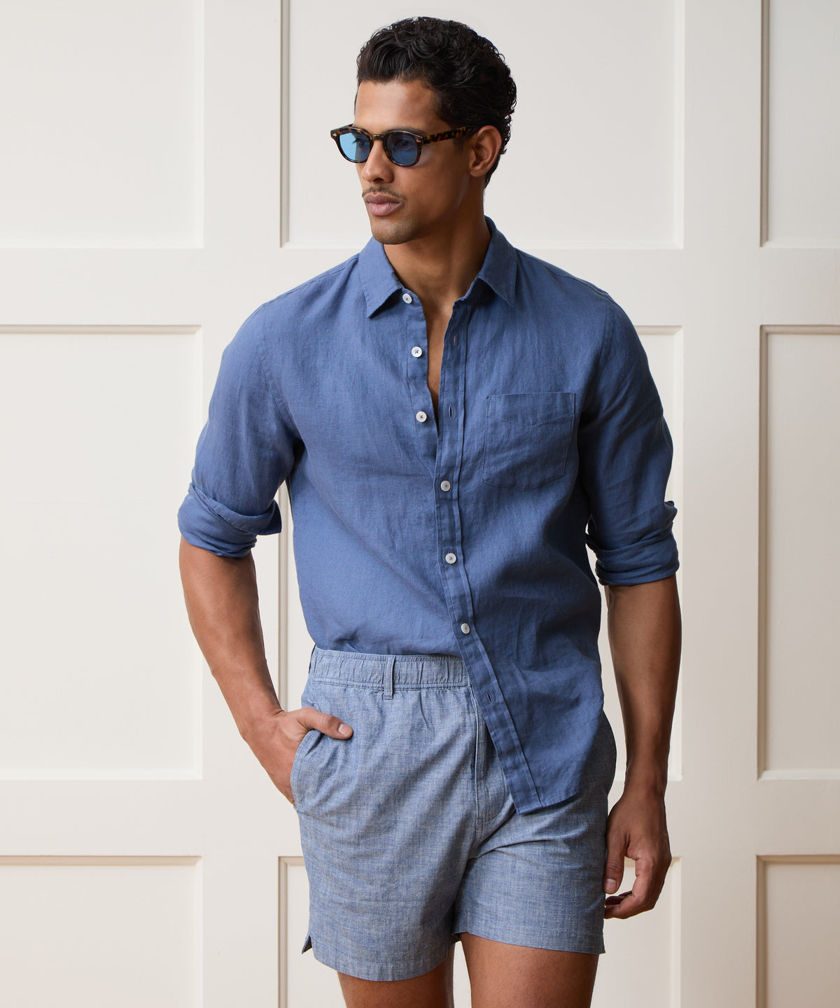 Todd Snyder Sea Soft Irish Linen Shirt - Denim Blue