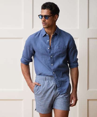 Todd Snyder Sea Soft Irish Linen Shirt - Denim Blue