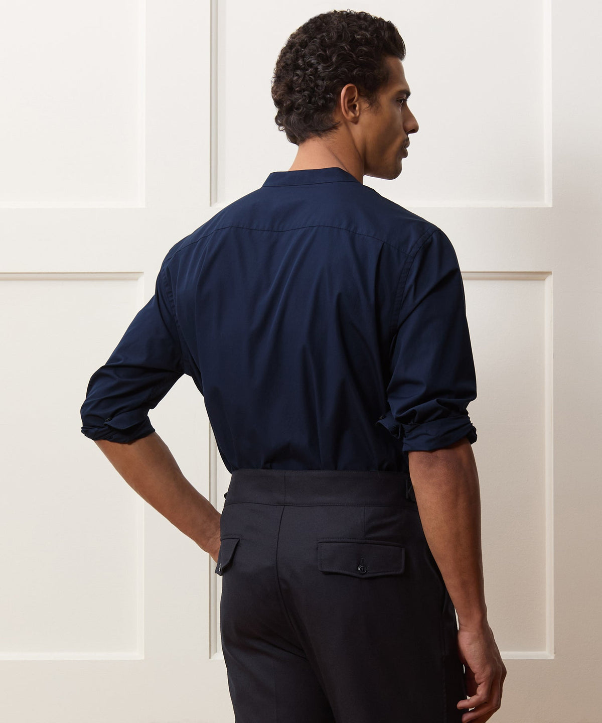 Todd Snyder Poplin Band Collar Shirt - Navy