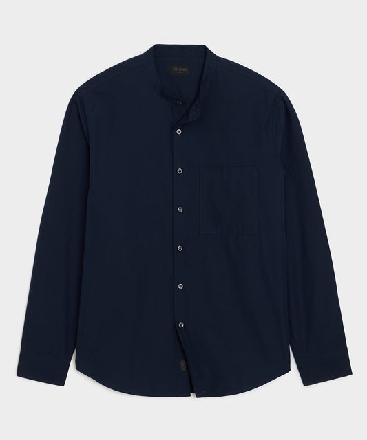 Todd Snyder Poplin Band Collar Shirt - Navy