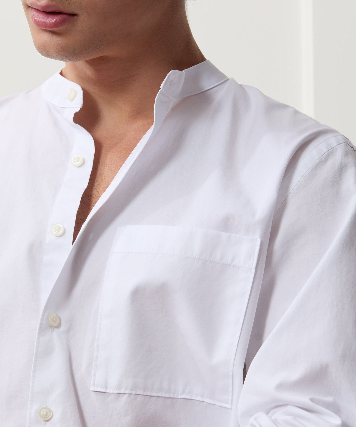 Todd Snyder Poplin Band Collar Shirt - White
