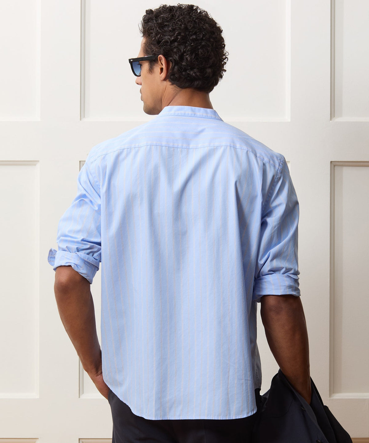 Todd Snyder Poplin Band Collar Shirt - Blue
