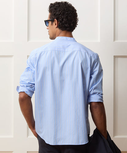 Todd Snyder Poplin Band Collar Shirt - Blue