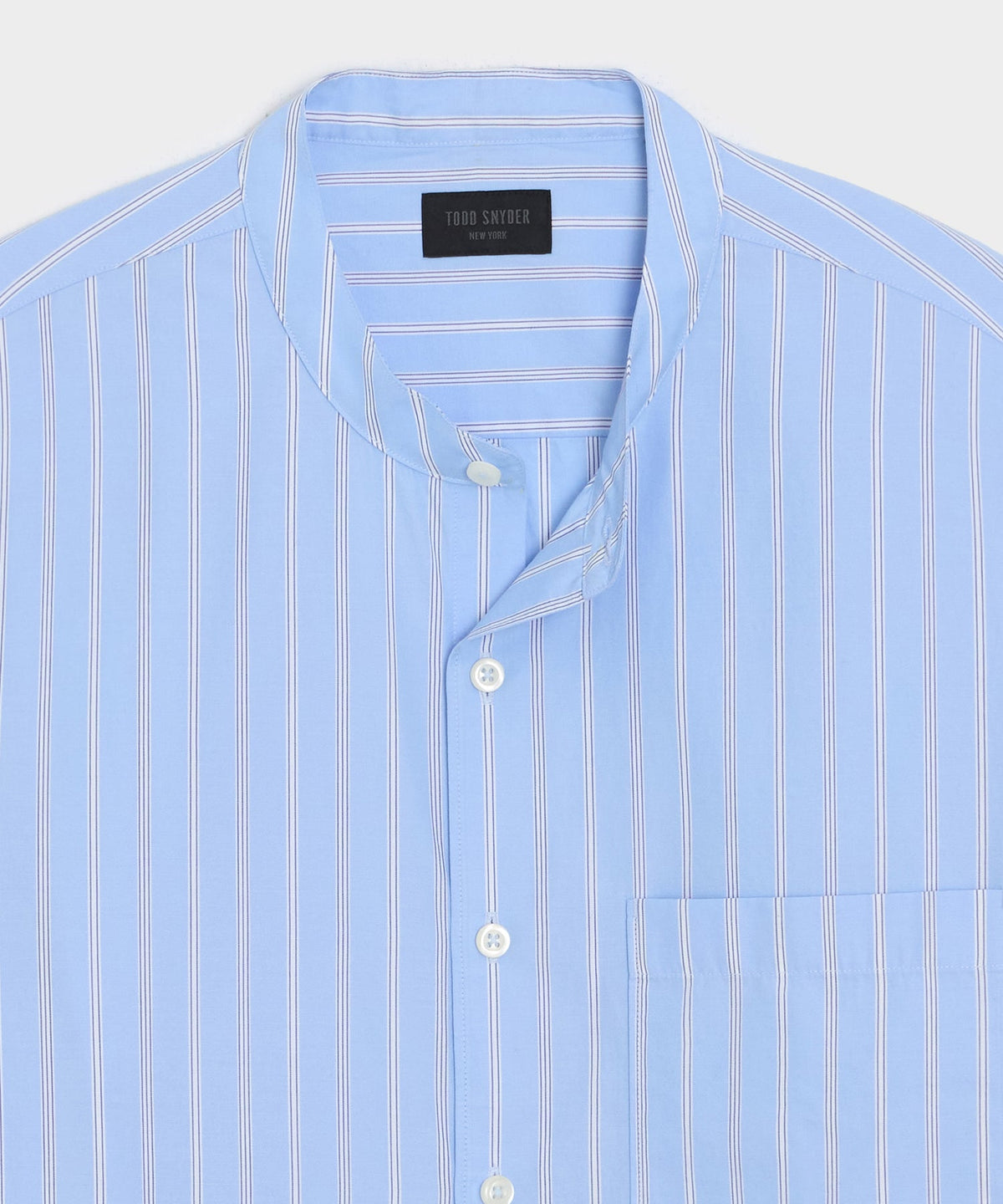 Todd Snyder Poplin Band Collar Shirt - Blue