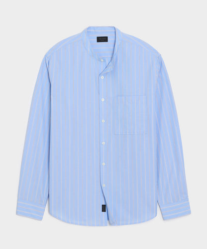 Todd Snyder Poplin Band Collar Shirt - Blue