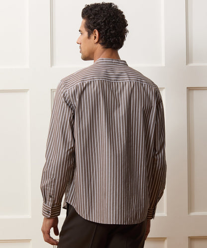 Todd Snyder Poplin Band Collar Shirt - Brown