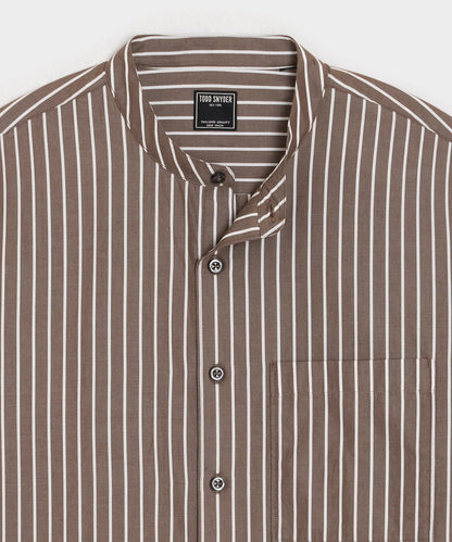 Todd Snyder Poplin Band Collar Shirt - Brown