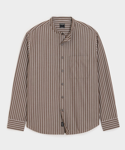 Todd Snyder Poplin Band Collar Shirt - Brown