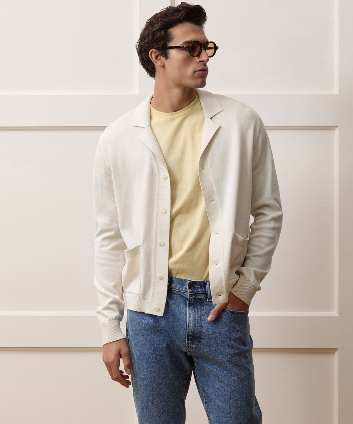Todd Snyder Silk-Cotton Sweater Jacket - Bisque