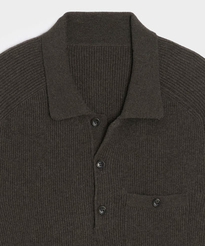 Todd Snyder Made in Italy Cashmere Sweater Polo - Dark Mocha