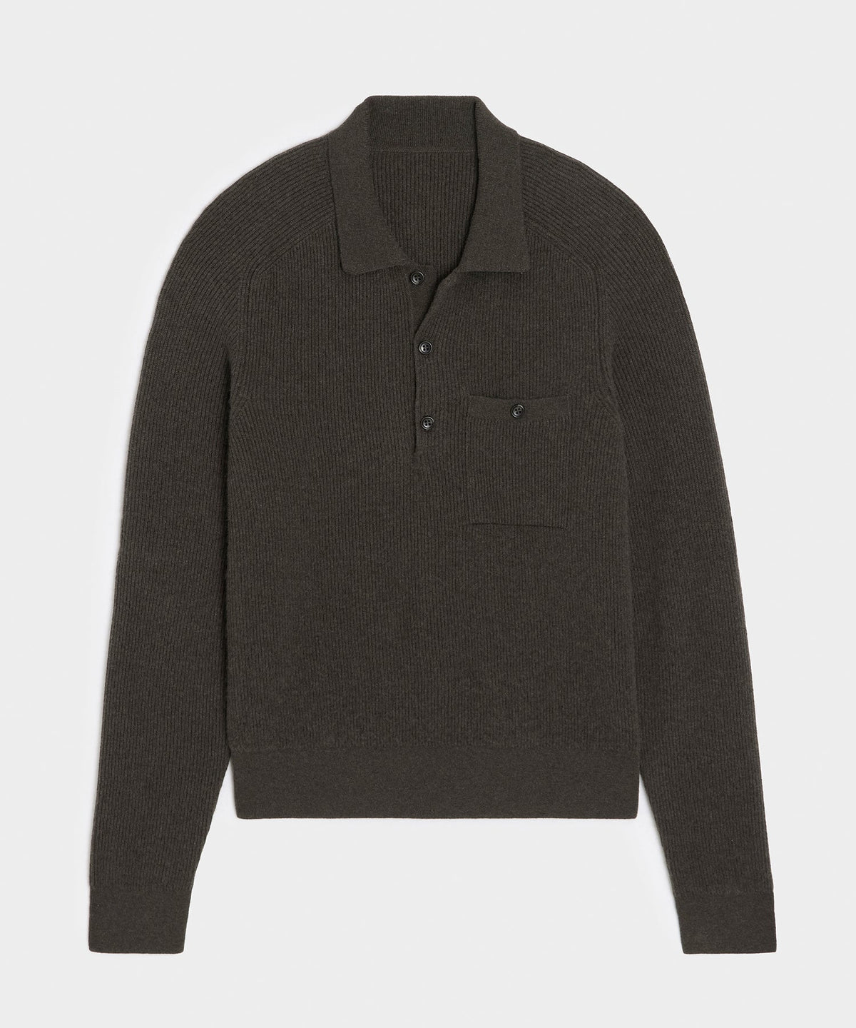 Todd Snyder Made in Italy Cashmere Sweater Polo - Dark Mocha