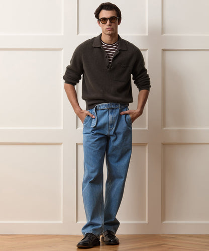 Todd Snyder Made in Italy Cashmere Sweater Polo - Dark Mocha