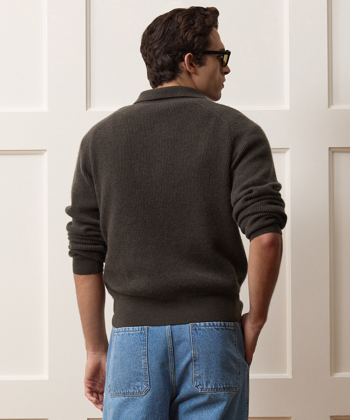 Todd Snyder Made in Italy Cashmere Sweater Polo - Dark Mocha