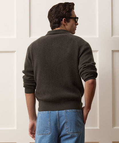Todd Snyder Made in Italy Cashmere Sweater Polo - Dark Mocha