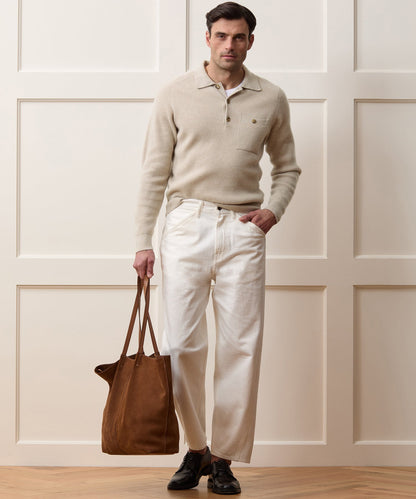 Todd Snyder Made in Italy Cashmere Sweater Polo - Oatmeal