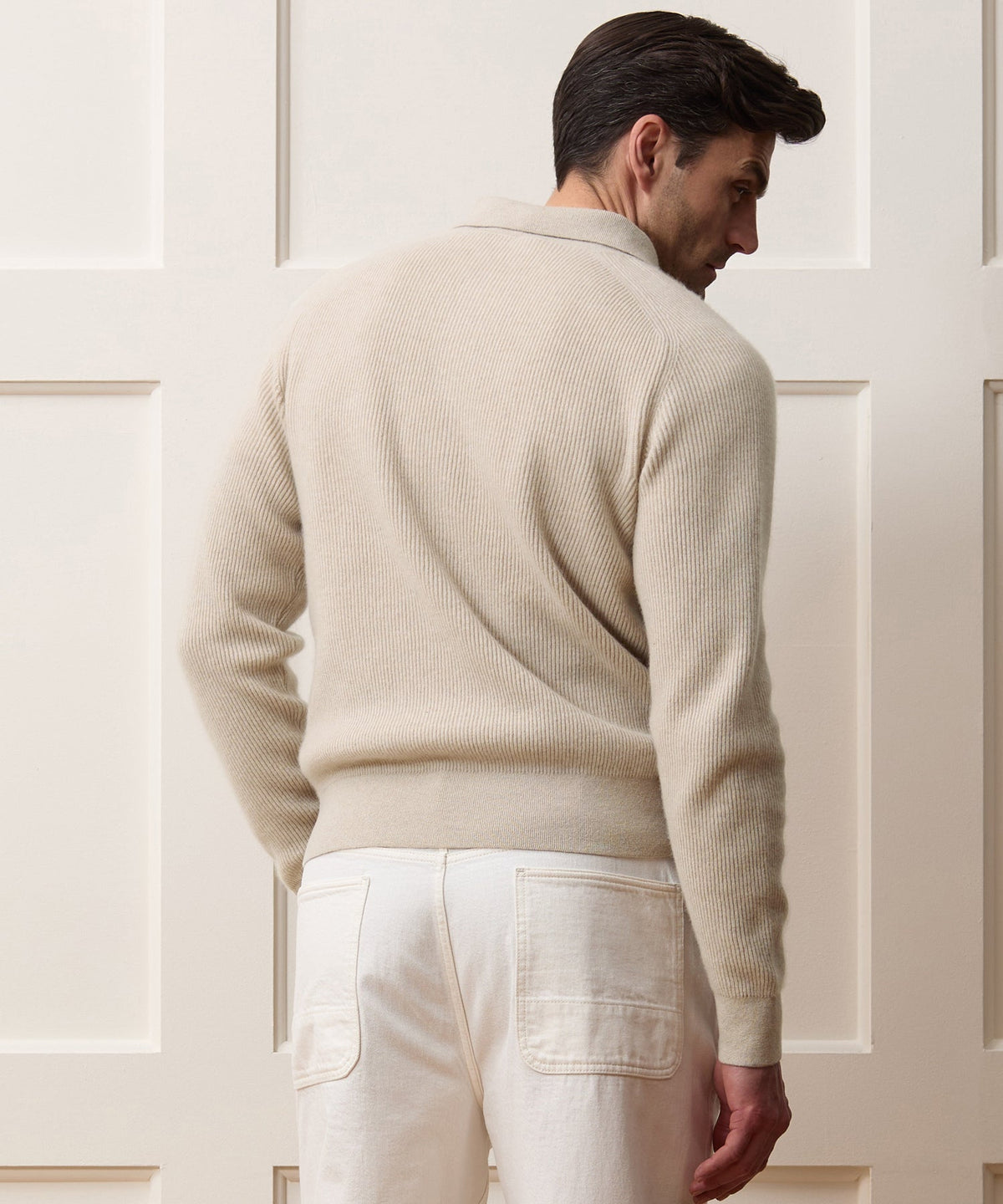 Todd Snyder Made in Italy Cashmere Sweater Polo - Oatmeal
