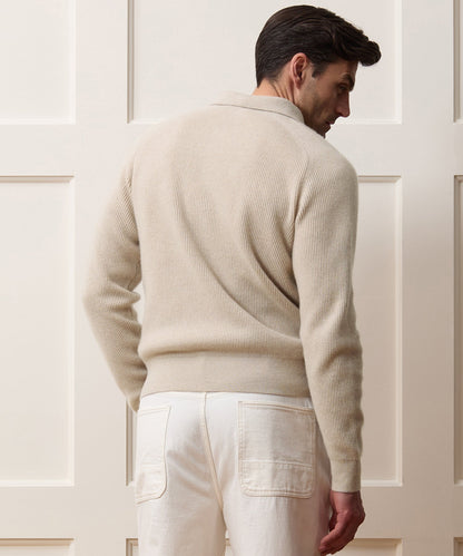 Todd Snyder Made in Italy Cashmere Sweater Polo - Oatmeal