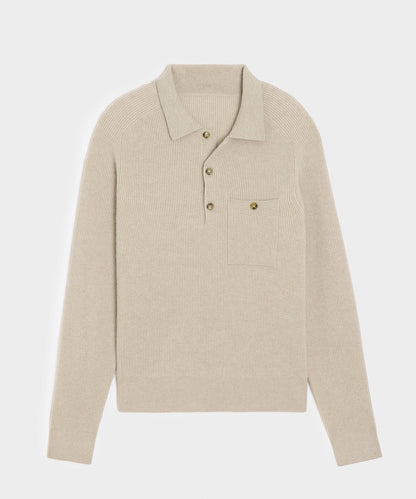 Todd Snyder Made in Italy Cashmere Sweater Polo - Oatmeal