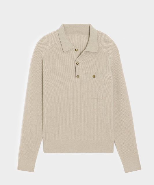 Todd Snyder Made in Italy Cashmere Sweater Polo - Oatmeal