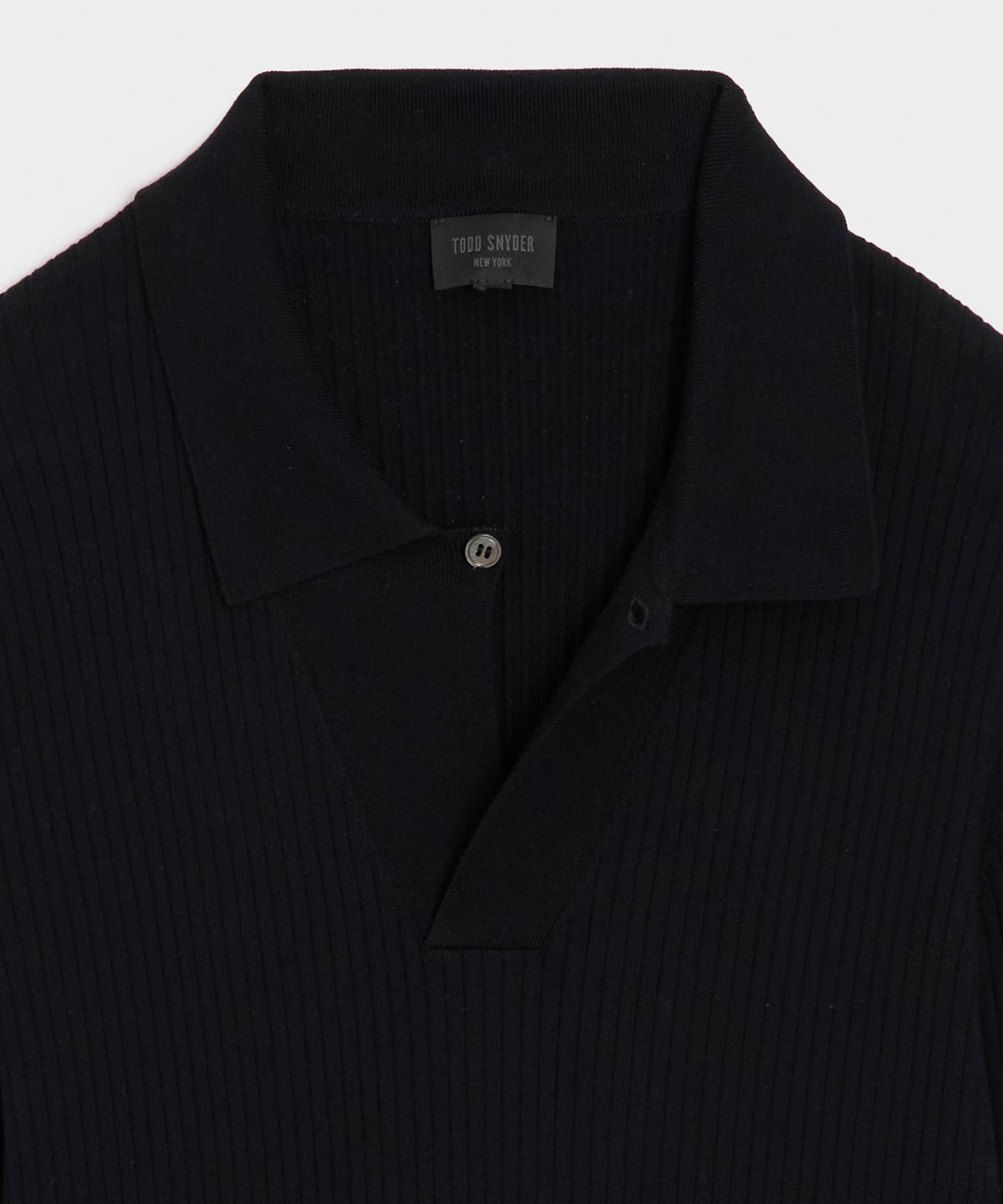 Todd Snyder Ribbed Cotton-Cashmere Sweater Polo - Black