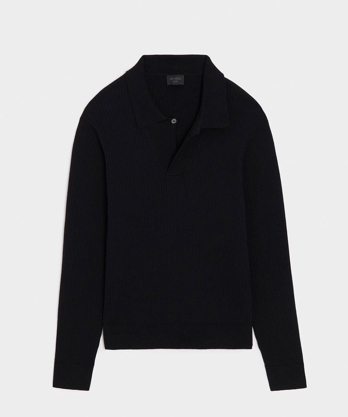 Todd Snyder Ribbed Cotton-Cashmere Sweater Polo - Black