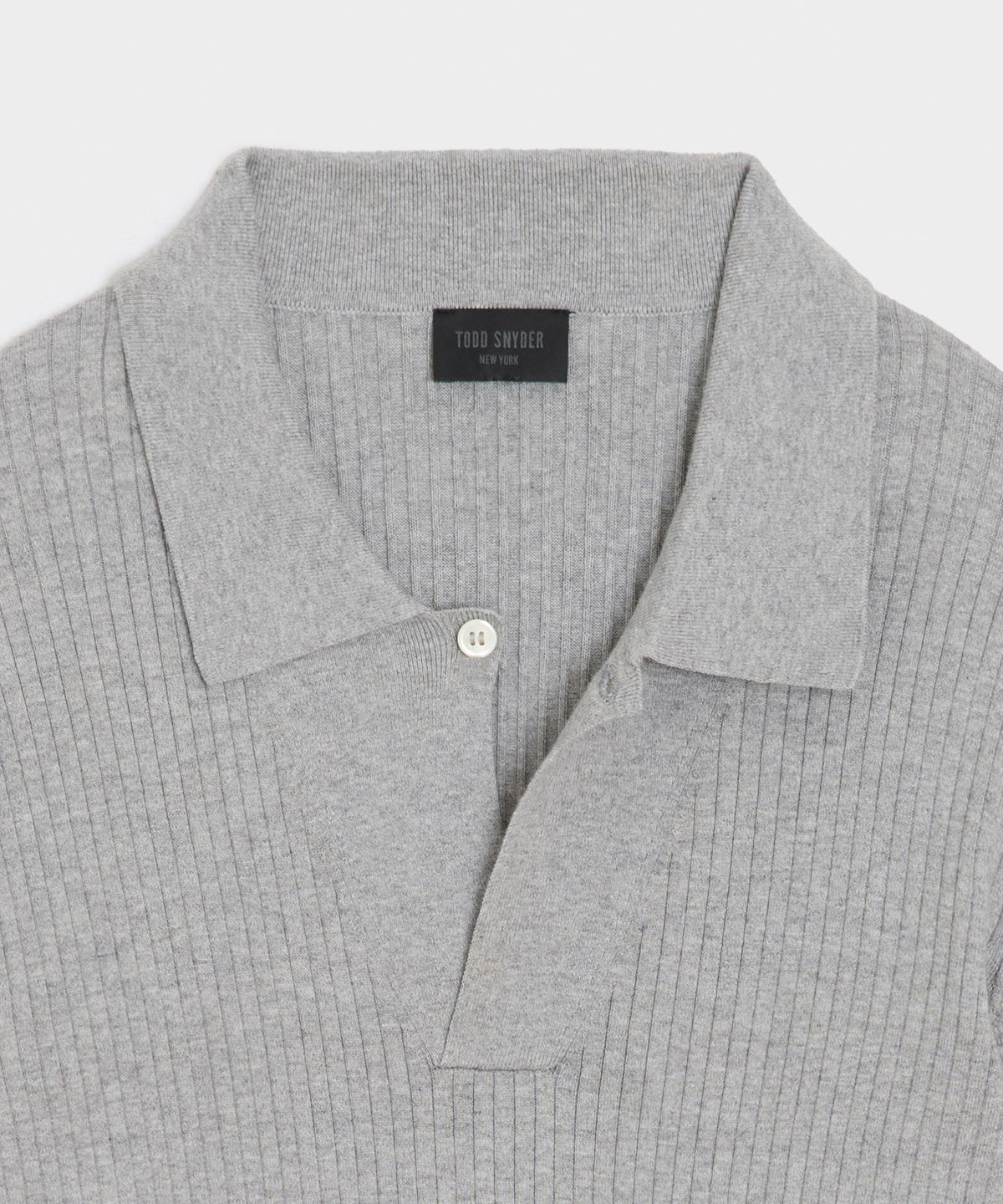 Todd Snyder Ribbed Cotton-Cashmere Sweater Polo - Heather Grey