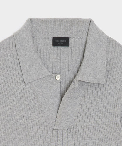 Todd Snyder Ribbed Cotton-Cashmere Sweater Polo - Heather Grey