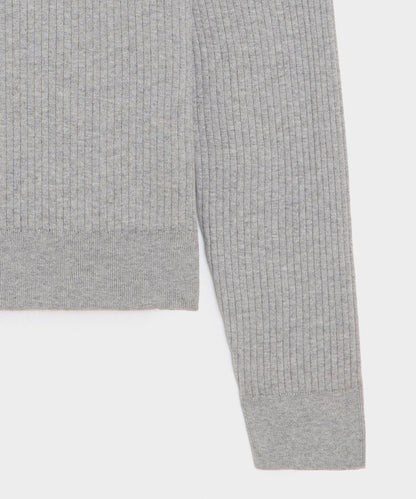 Todd Snyder Ribbed Cotton-Cashmere Sweater Polo - Heather Grey