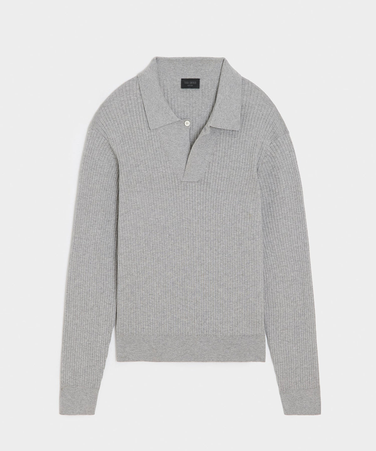 Todd Snyder Ribbed Cotton-Cashmere Sweater Polo - Heather Grey