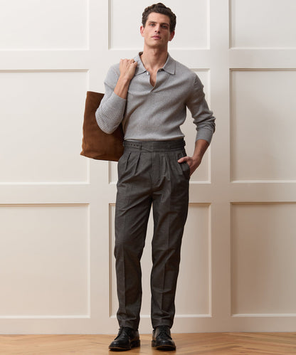 Todd Snyder Ribbed Cotton-Cashmere Sweater Polo - Heather Grey