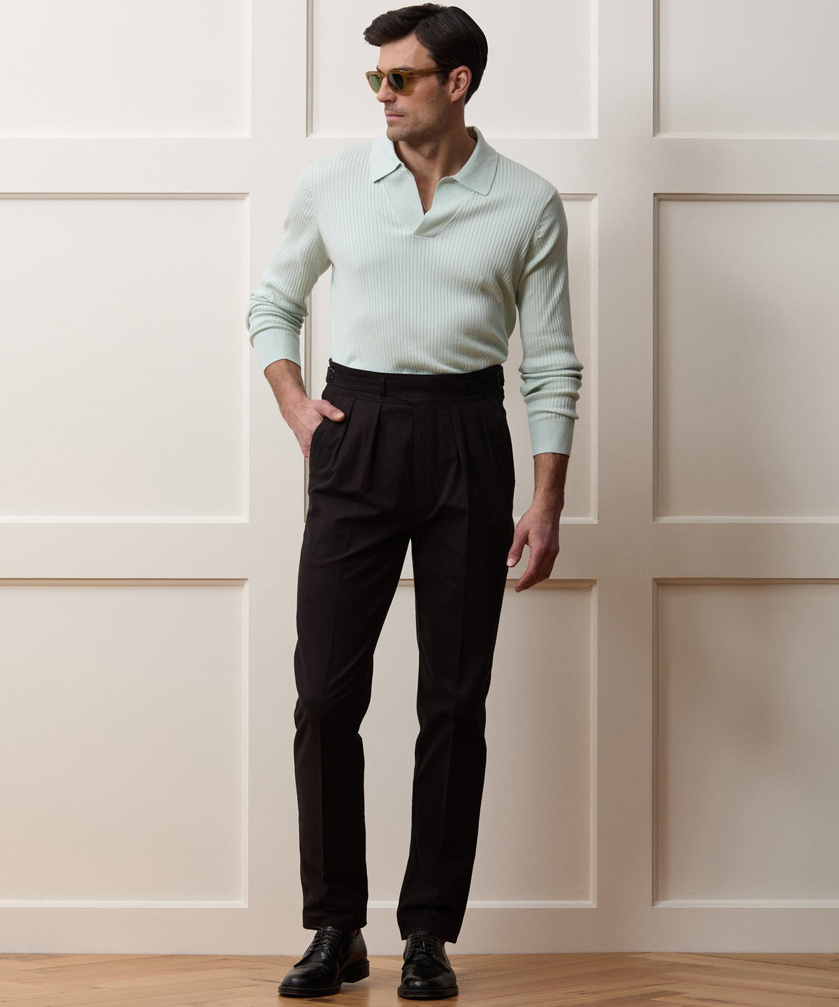 Todd Snyder Ribbed Cotton-Cashmere Sweater Polo - Mint