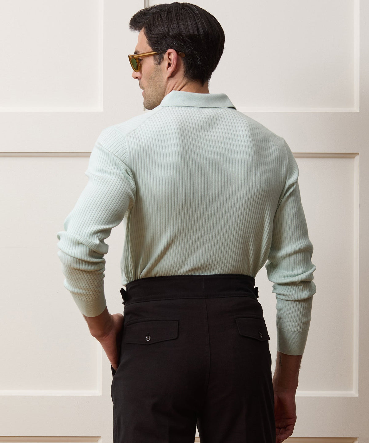 Todd Snyder Ribbed Cotton-Cashmere Sweater Polo - Mint