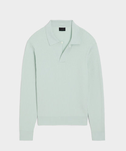Todd Snyder Ribbed Cotton-Cashmere Sweater Polo - Mint