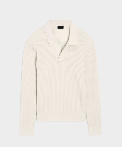 Todd Snyder Ribbed Cotton-Cashmere Sweater Polo - Bisque