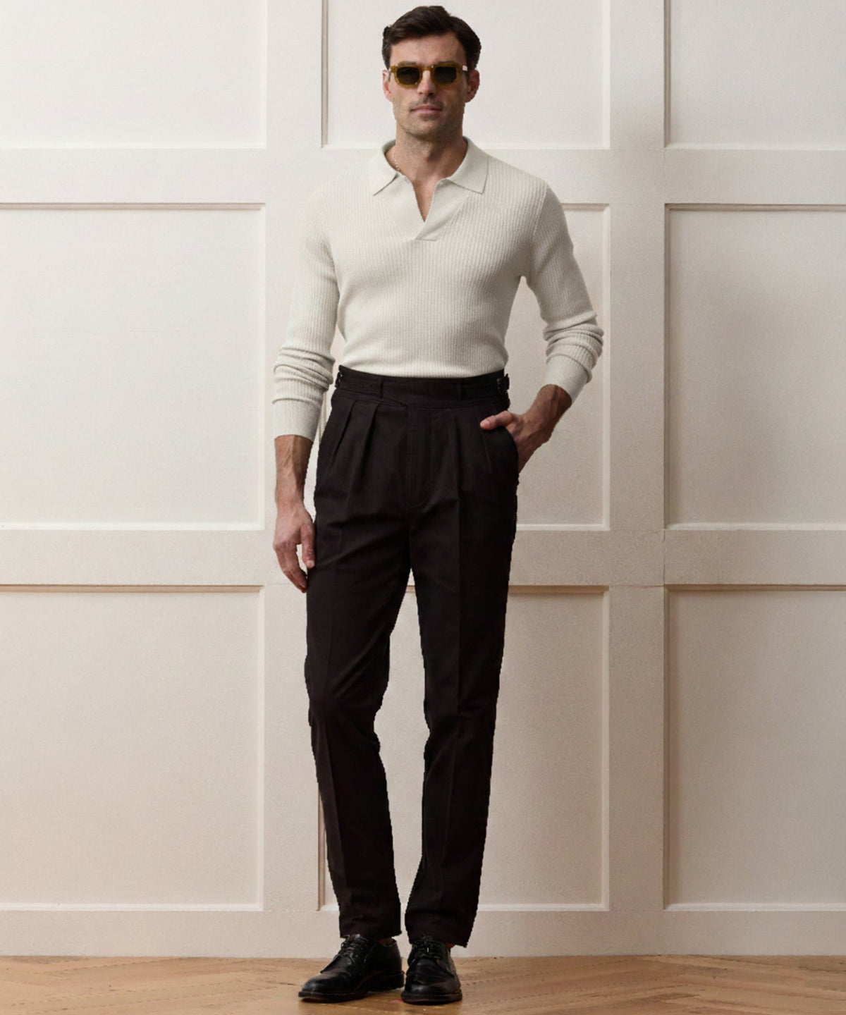 Todd Snyder Ribbed Cotton-Cashmere Sweater Polo - Bisque