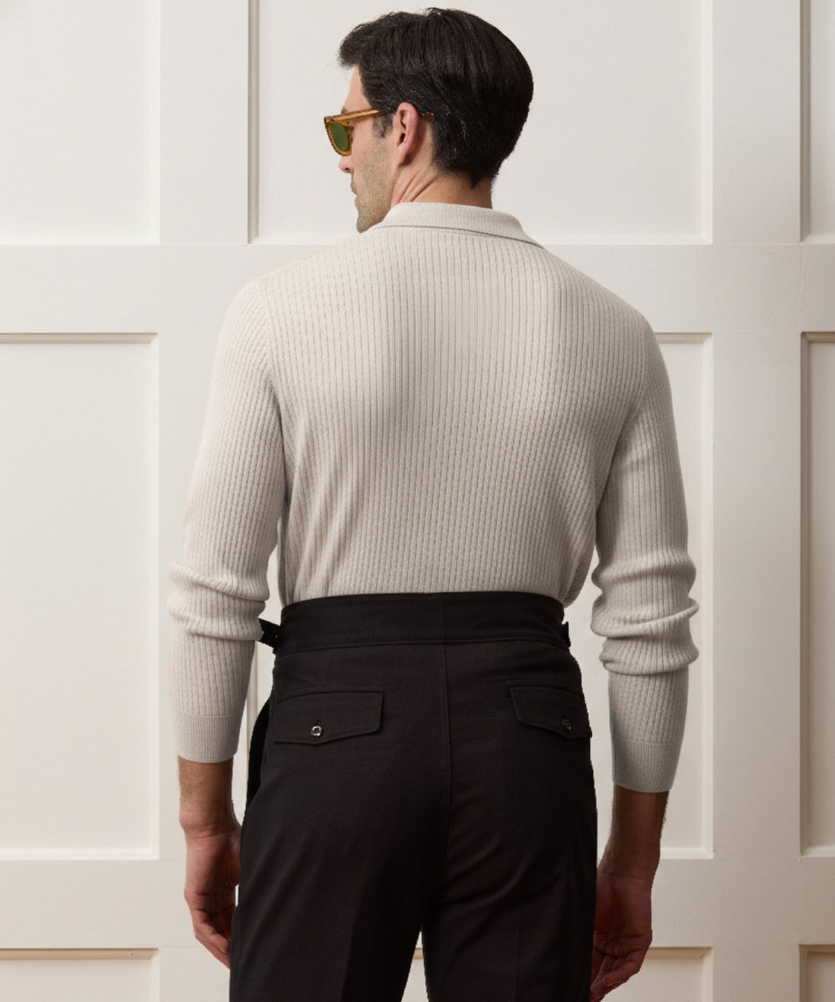 Todd Snyder Ribbed Cotton-Cashmere Sweater Polo - Bisque