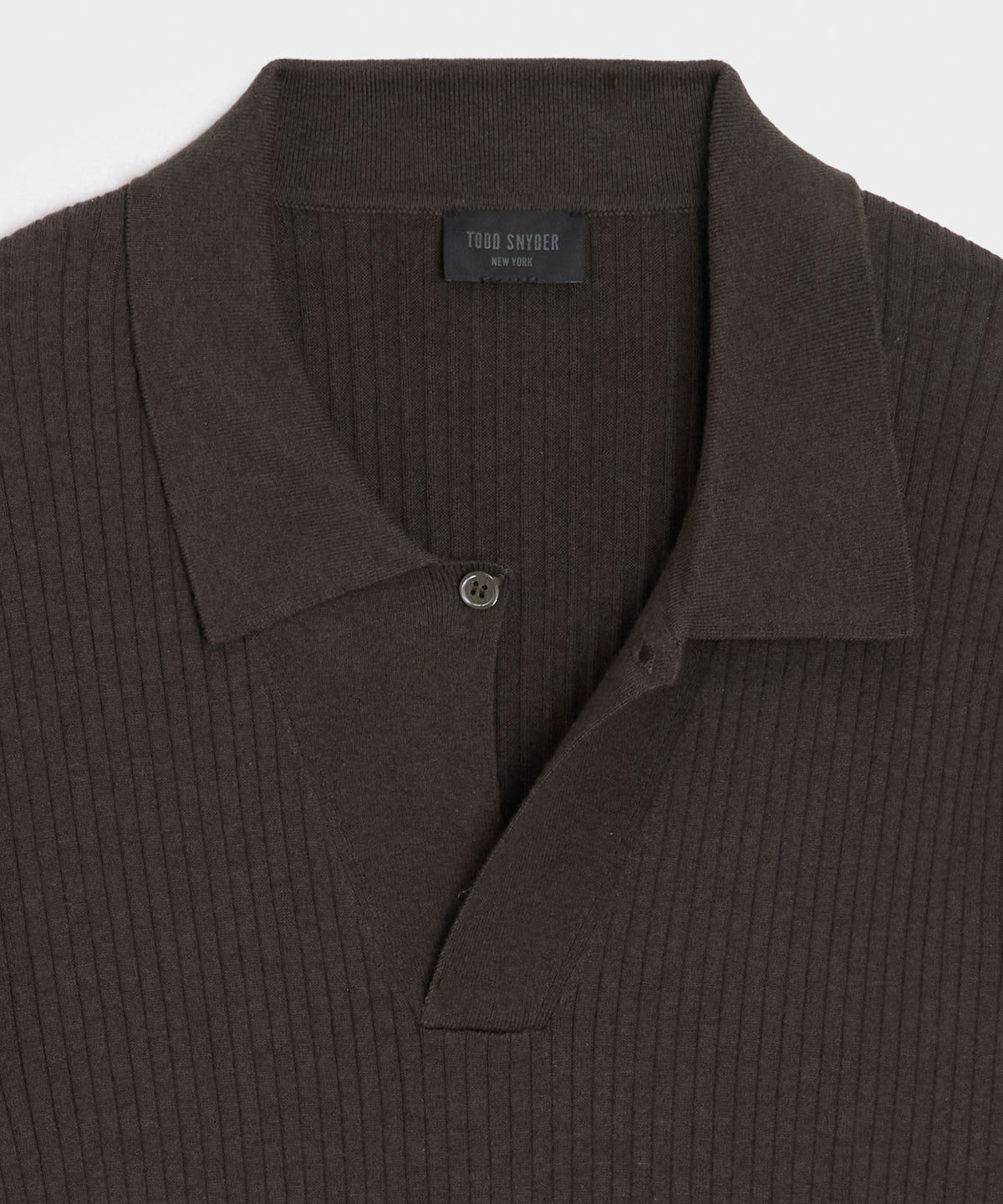 Todd Snyder Ribbed Cotton-Cashmere Sweater Polo - Caviar