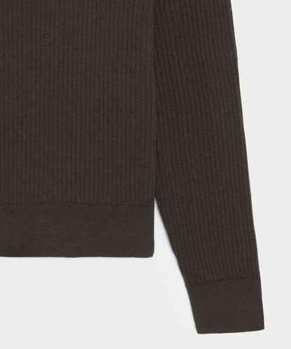 Todd Snyder Ribbed Cotton-Cashmere Sweater Polo - Caviar