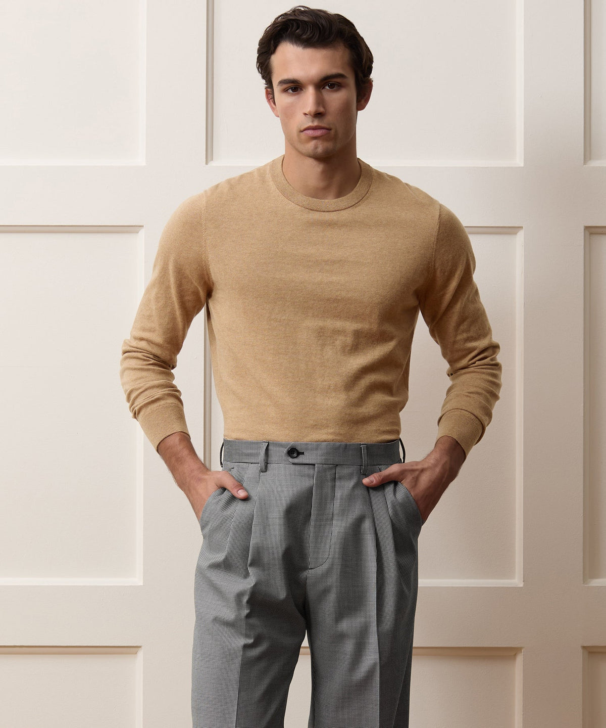 Todd Snyder Cotton-Cashmere Crewneck Sweater - Heather Camel